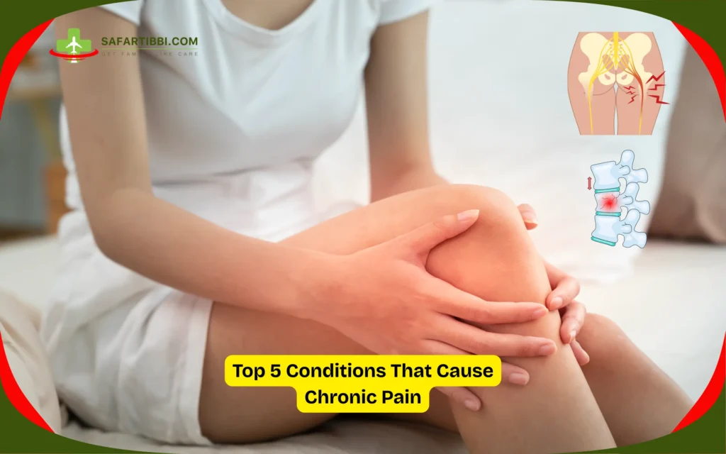 Illustration showing spine and nerve pain areas representing chronic back pain